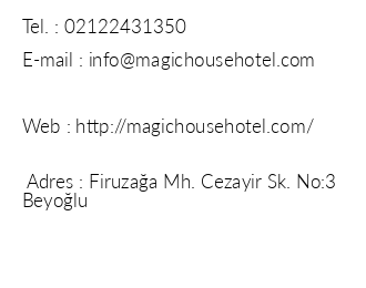 Magic House Hotel iletiim bilgileri